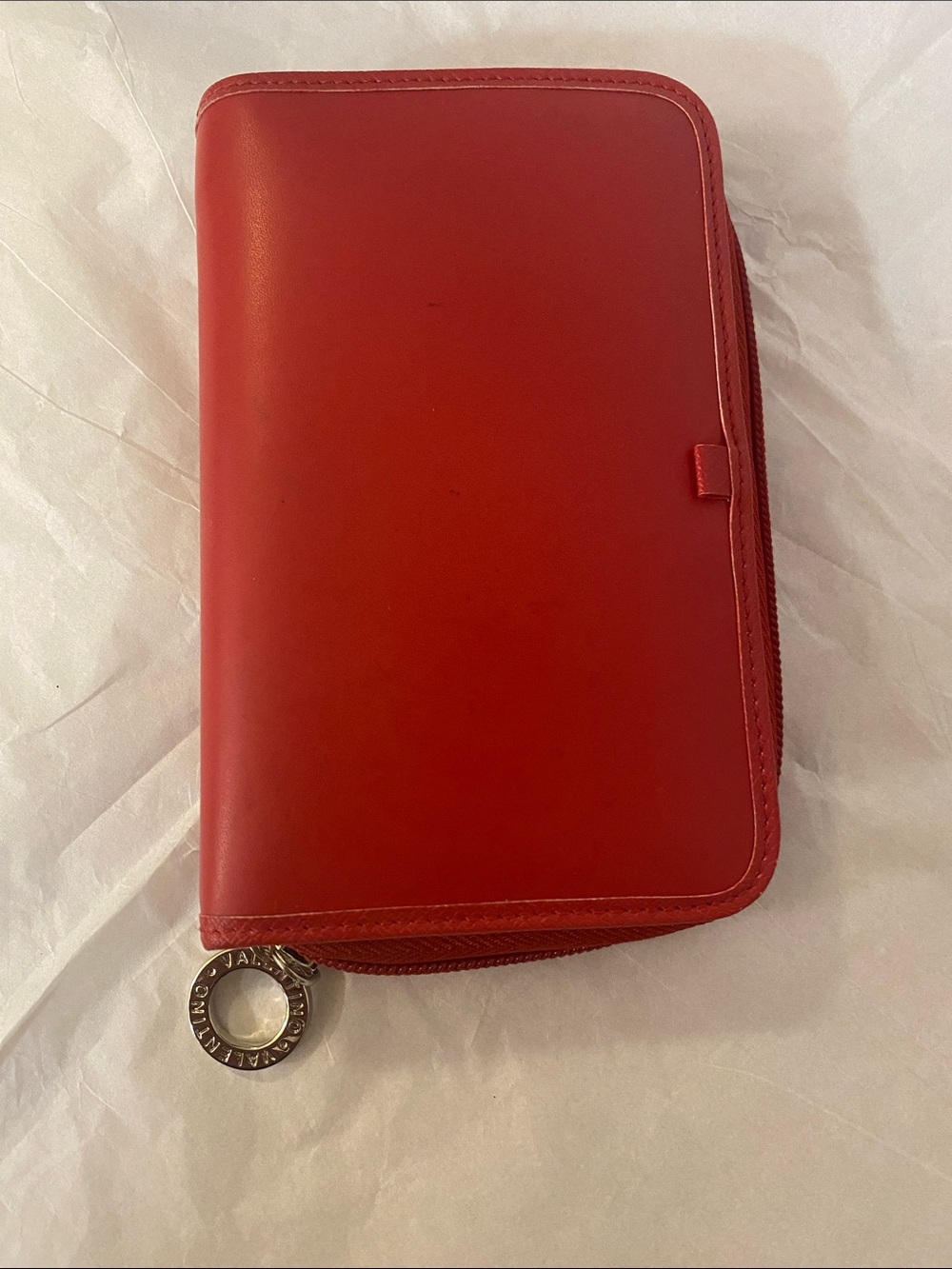 Valentino Red Zip-Around Leather Wallet